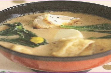 Sesame soup with Komatsuna